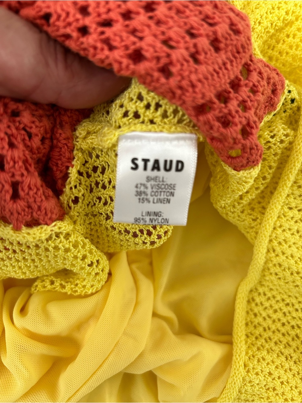 STAUD Yellow and Orange Knit Ruffle Dress - Picture 5 of 5